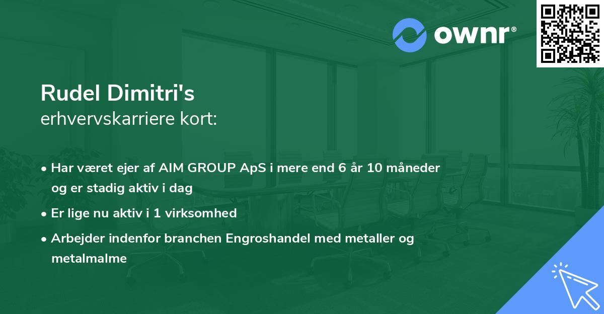 Rudel Dimitri's erhvervskarriere kort