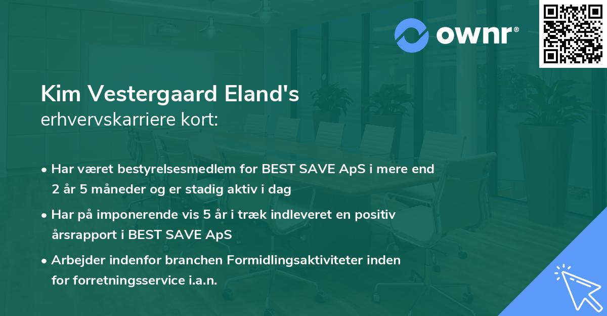Kim Vestergaard Eland's erhvervskarriere kort