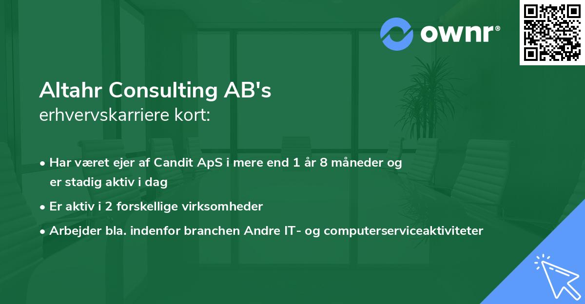 Altahr Consulting AB's erhvervskarriere kort