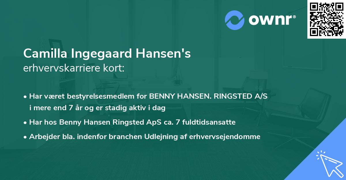 Camilla Ingegaard Hansen's erhvervskarriere kort