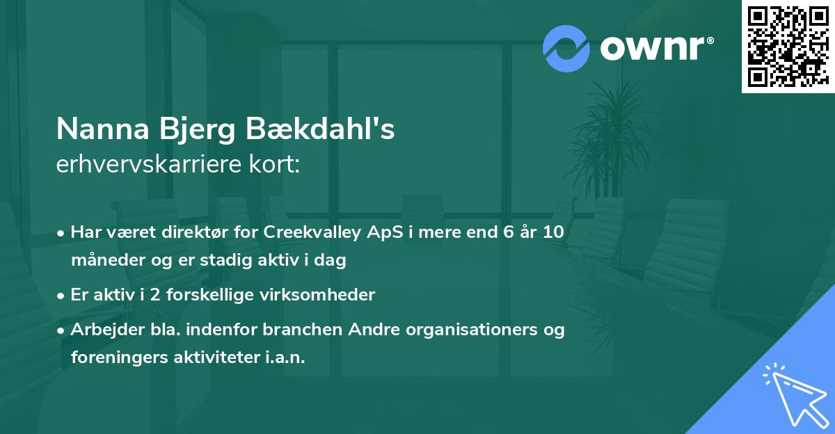 Nanna Bjerg Bækdahl's erhvervskarriere kort