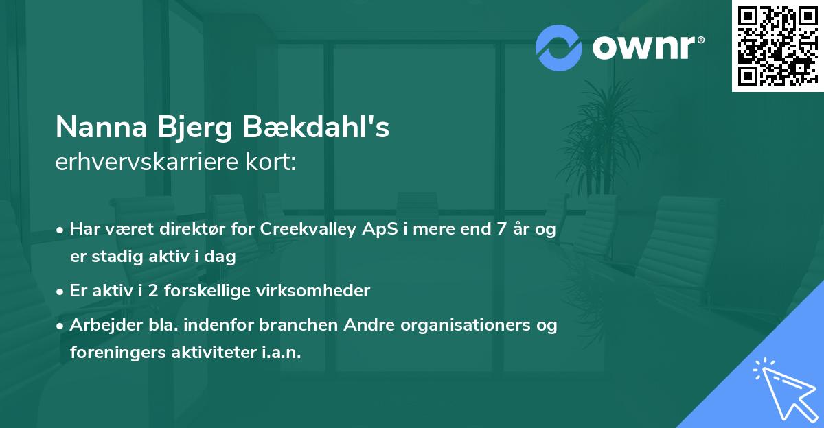 Nanna Bjerg Bækdahl's erhvervskarriere kort