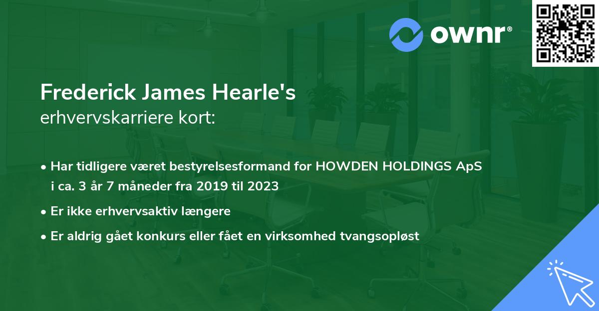 Frederick James Hearle's erhvervskarriere kort