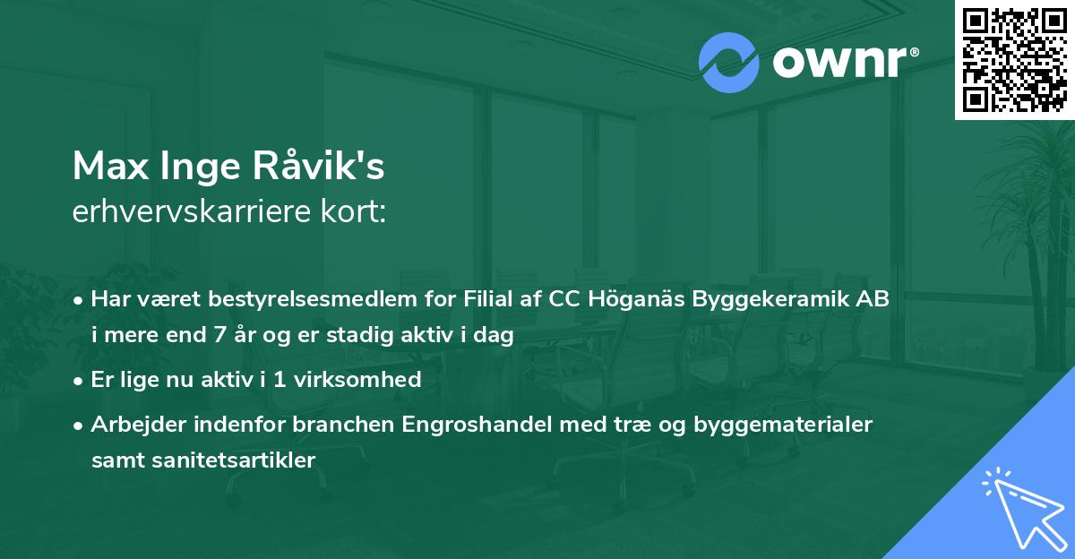 Max Inge Råvik's erhvervskarriere kort