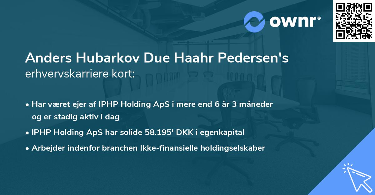 Anders Hubarkov Due Haahr Pedersen's erhvervskarriere kort