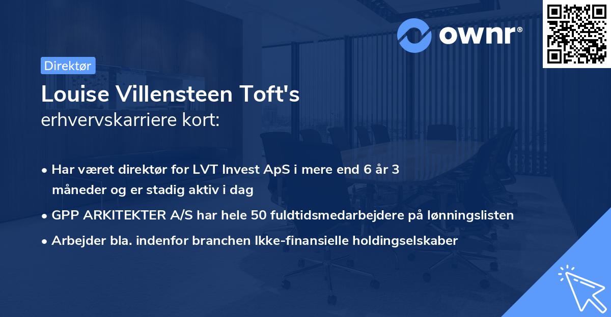 Louise Villensteen Toft's erhvervskarriere kort