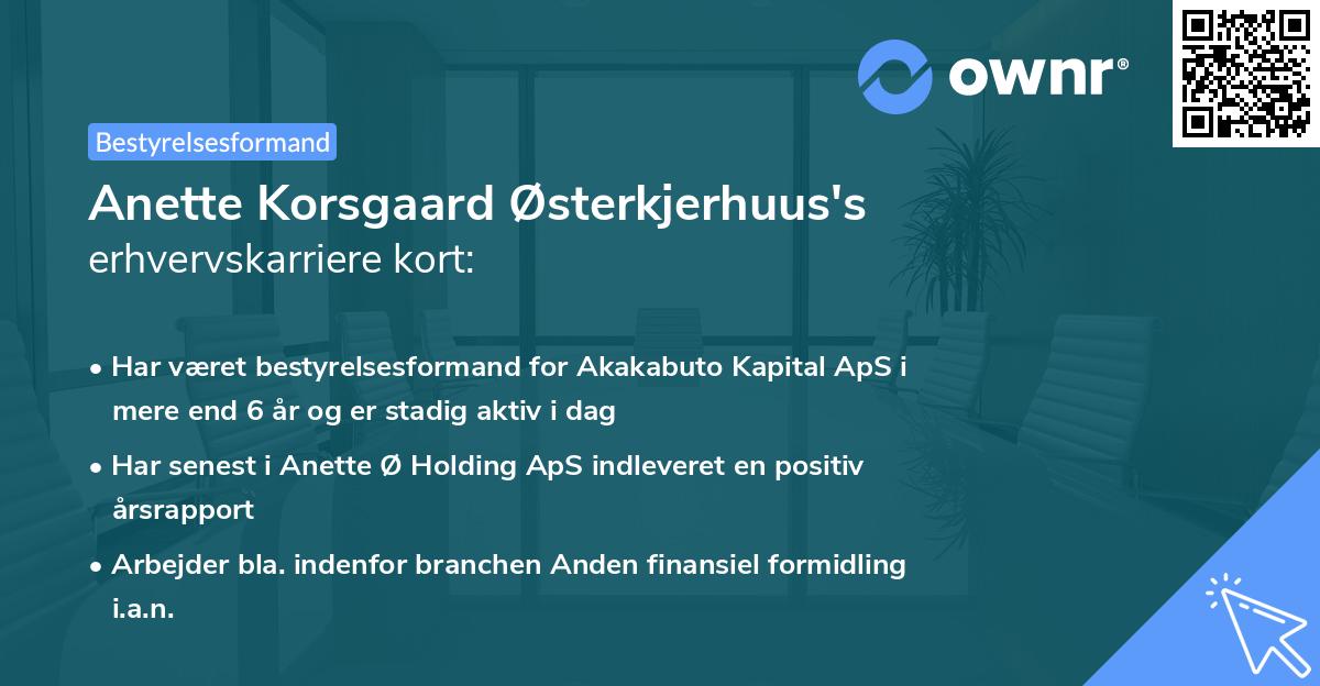 Anette Korsgaard Østerkjerhuus's erhvervskarriere kort