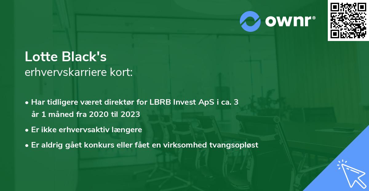 Lotte Black's erhvervskarriere kort