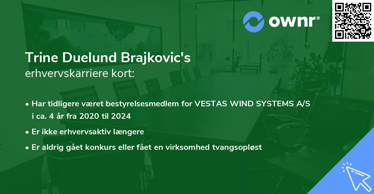 Trine Duelund Brajkovic's erhvervskarriere kort