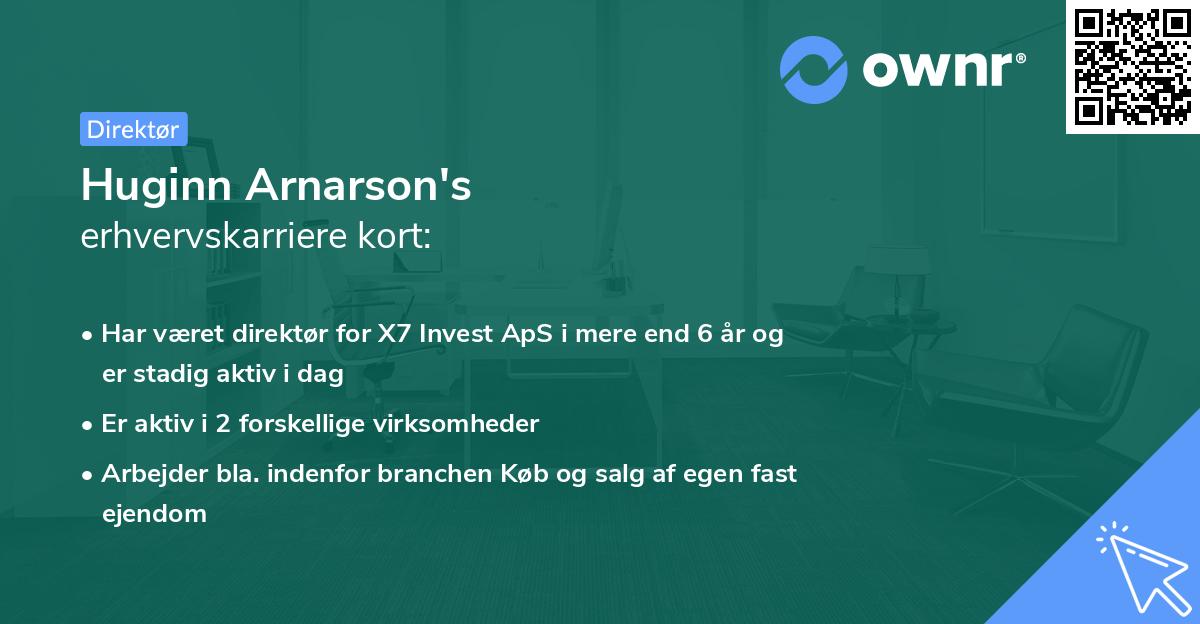 Huginn Arnarson's erhvervskarriere kort