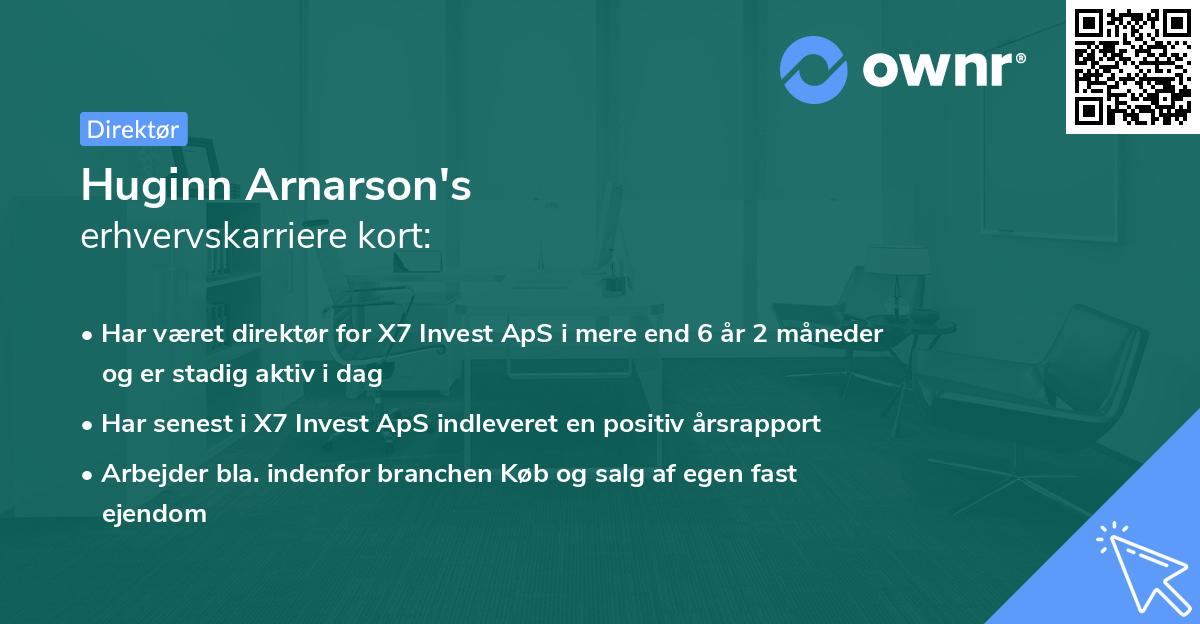 Huginn Arnarson's erhvervskarriere kort