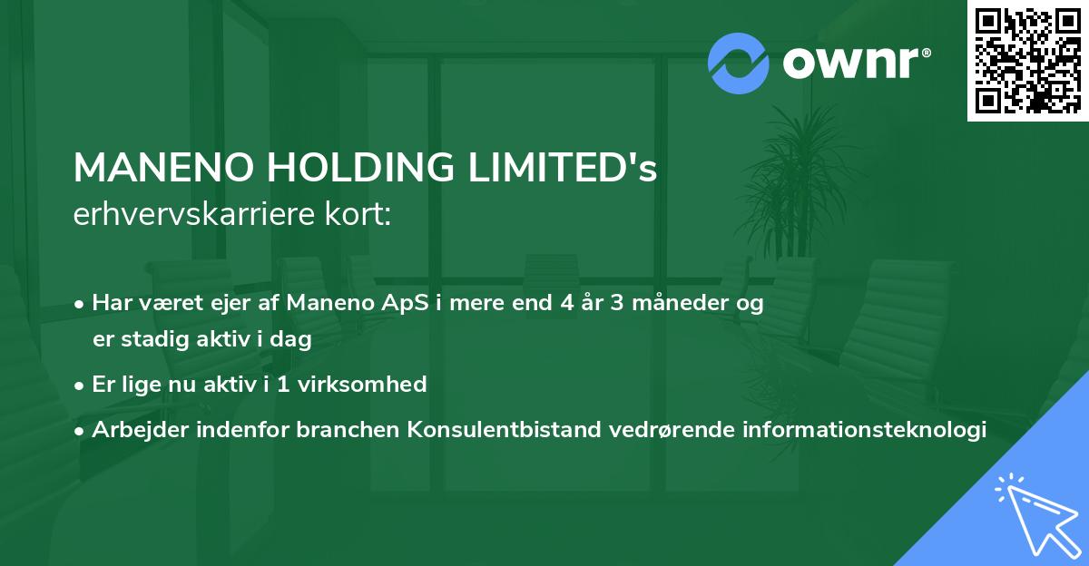 MANENO HOLDING LIMITED's erhvervskarriere kort