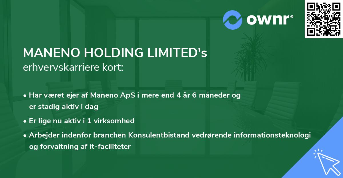 MANENO HOLDING LIMITED's erhvervskarriere kort