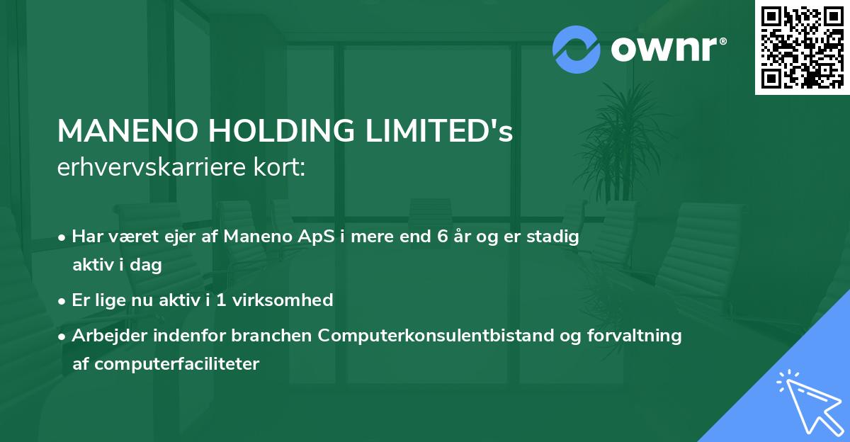 MANENO HOLDING LIMITED's erhvervskarriere kort