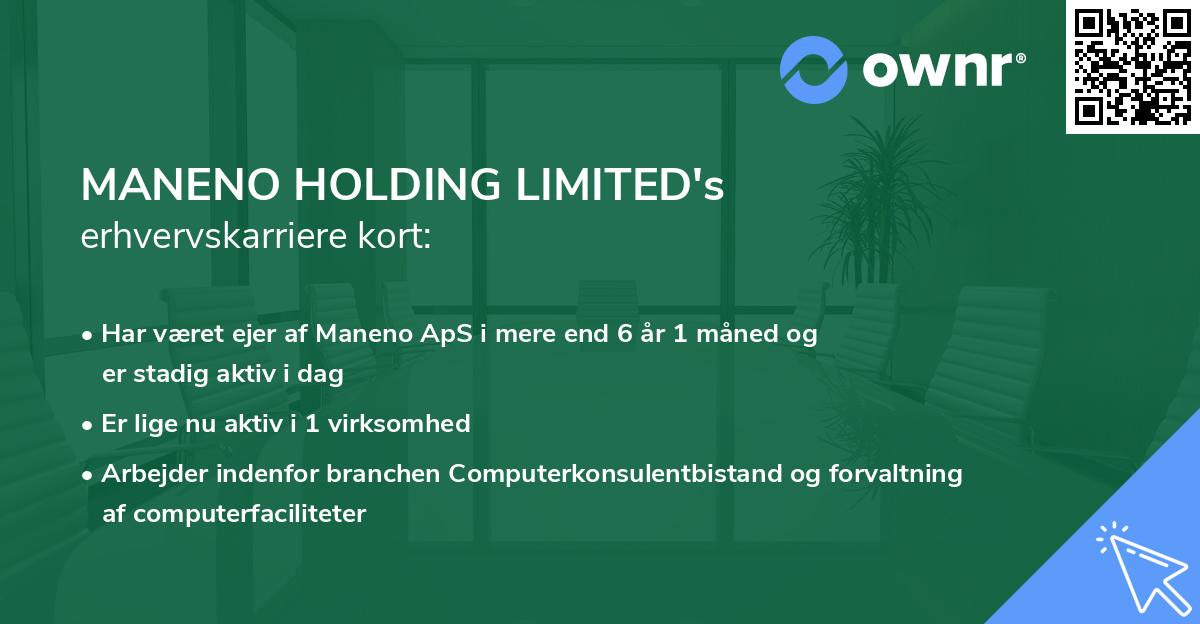 MANENO HOLDING LIMITED's erhvervskarriere kort