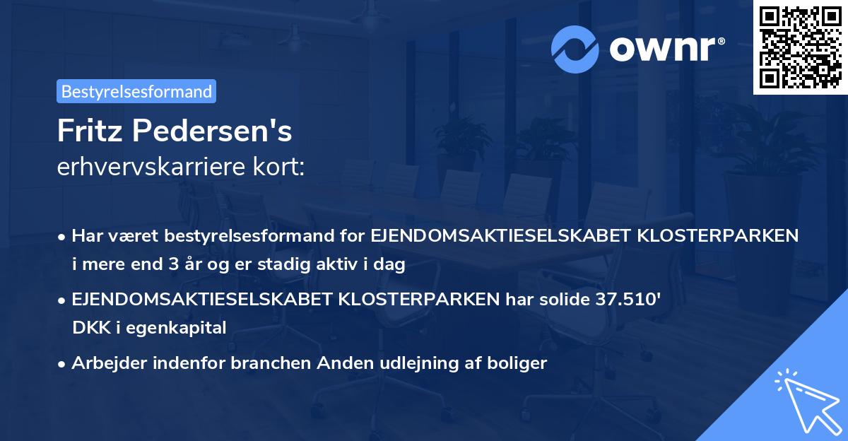 Fritz Pedersen's erhvervskarriere kort