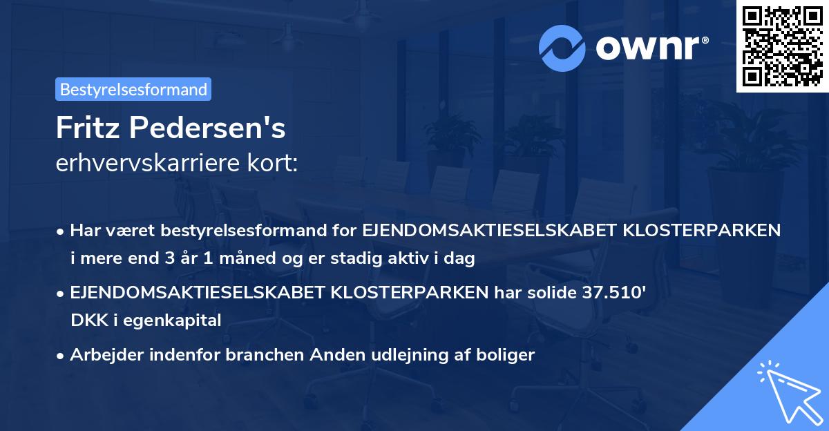 Fritz Pedersen's erhvervskarriere kort