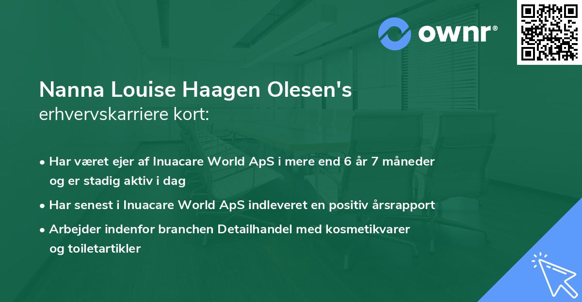 Nanna Louise Haagen Olesen's erhvervskarriere kort