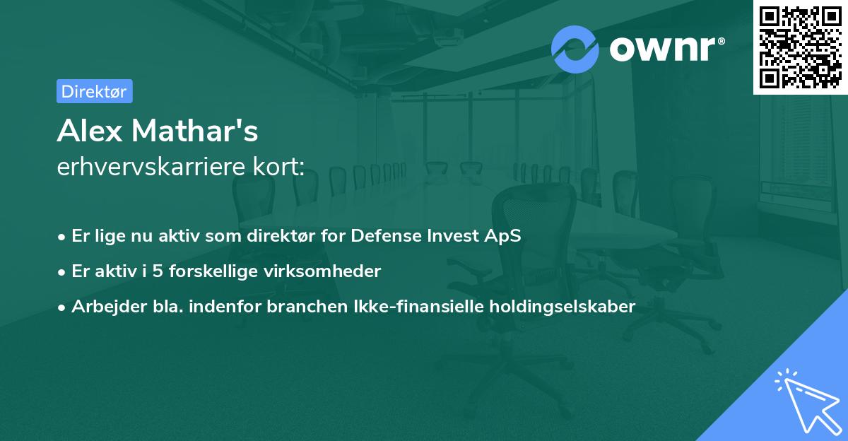 Alex Mathar's erhvervskarriere kort