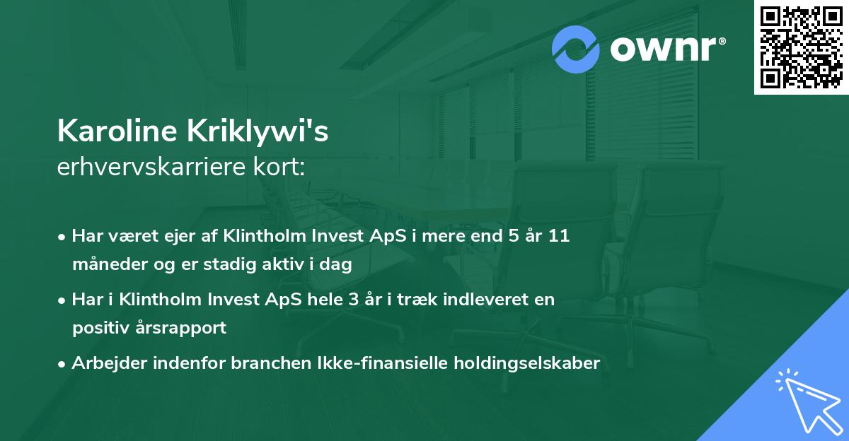 Karoline Kriklywi's erhvervskarriere kort