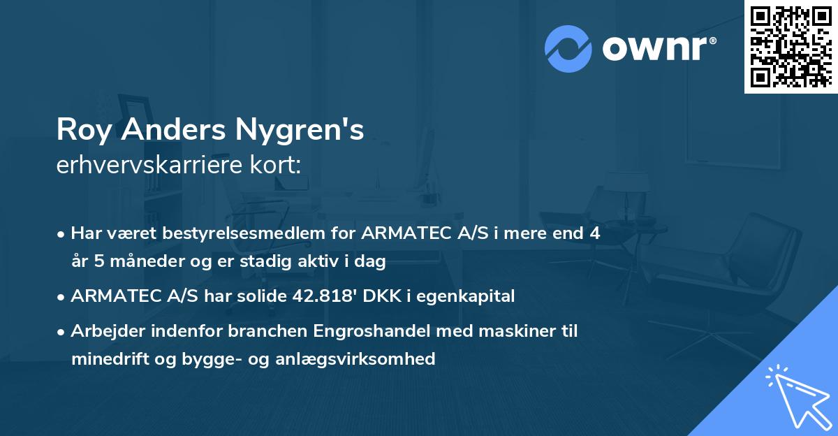 Roy Anders Nygren's erhvervskarriere kort