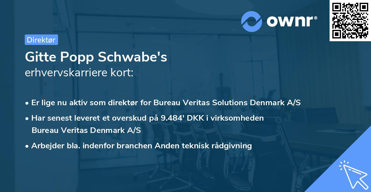 Gitte Popp Schwabe's erhvervskarriere kort