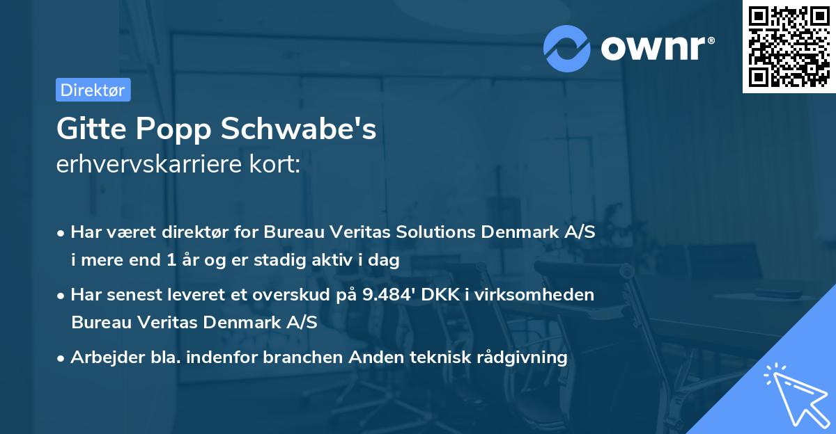 Gitte Popp Schwabe's erhvervskarriere kort