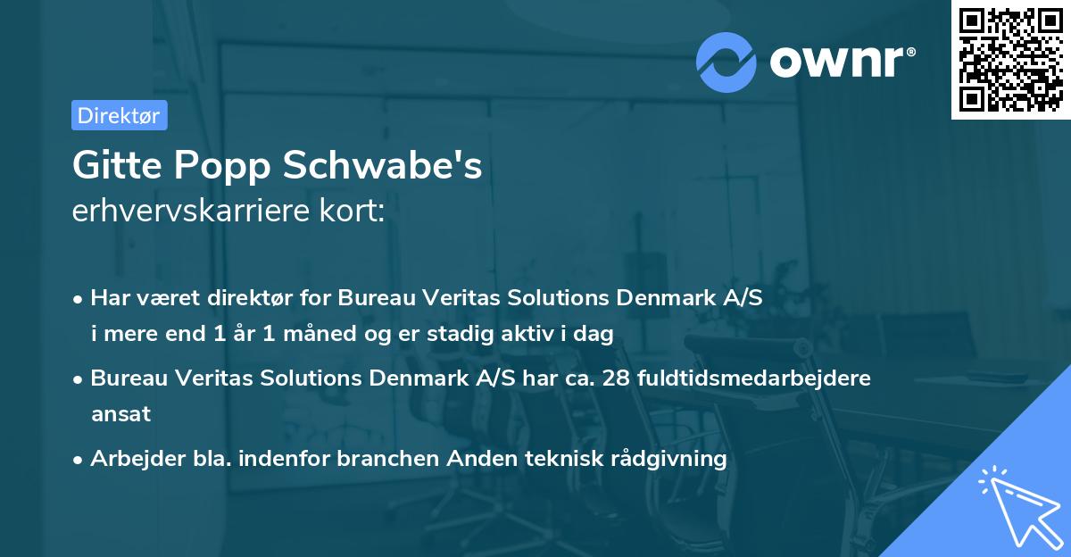 Gitte Popp Schwabe's erhvervskarriere kort
