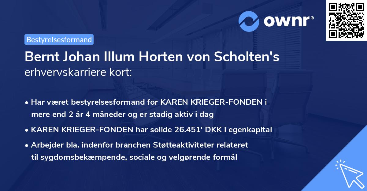 Bernt Johan Illum Horten von Scholten's erhvervskarriere kort