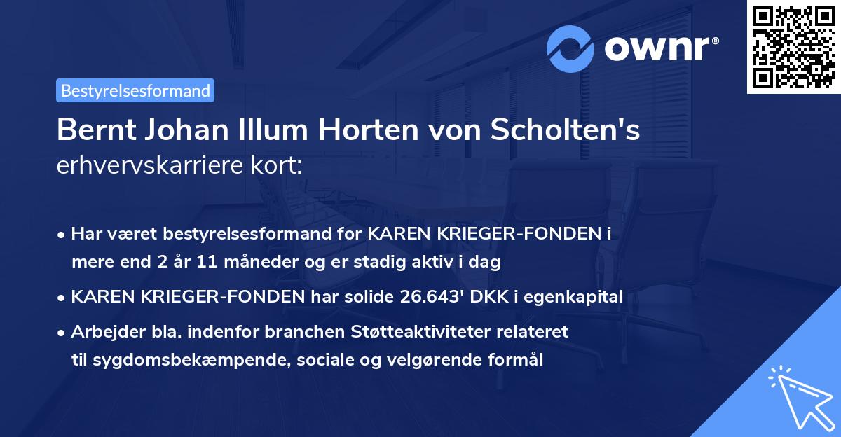 Bernt Johan Illum Horten von Scholten's erhvervskarriere kort