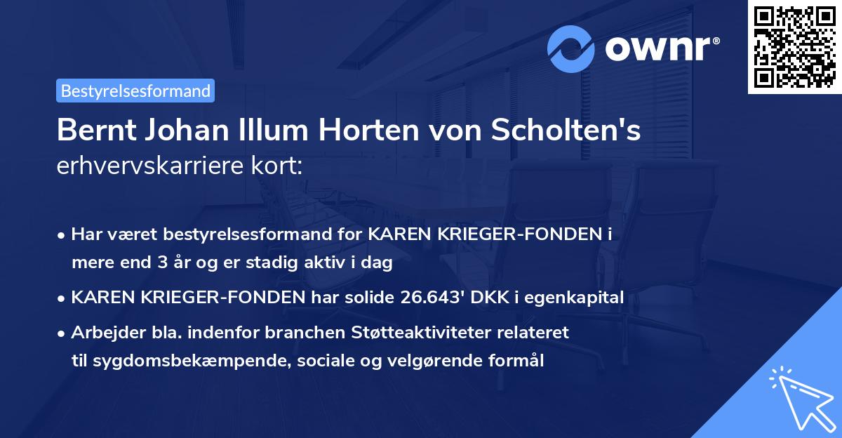 Bernt Johan Illum Horten von Scholten's erhvervskarriere kort