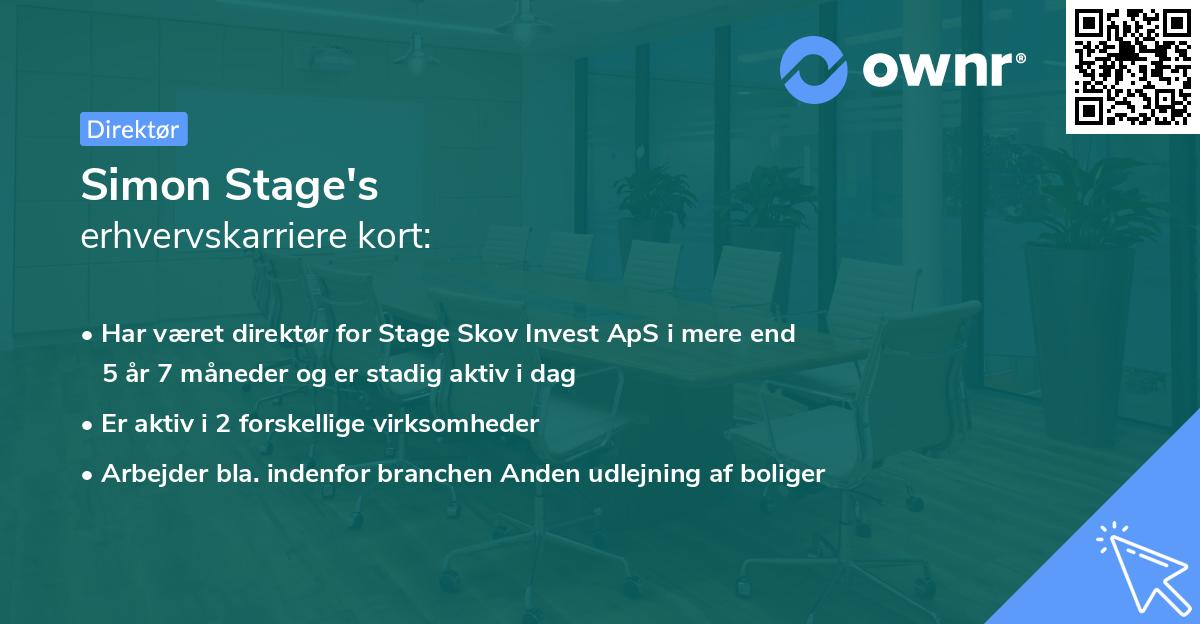 Simon Stage's erhvervskarriere kort