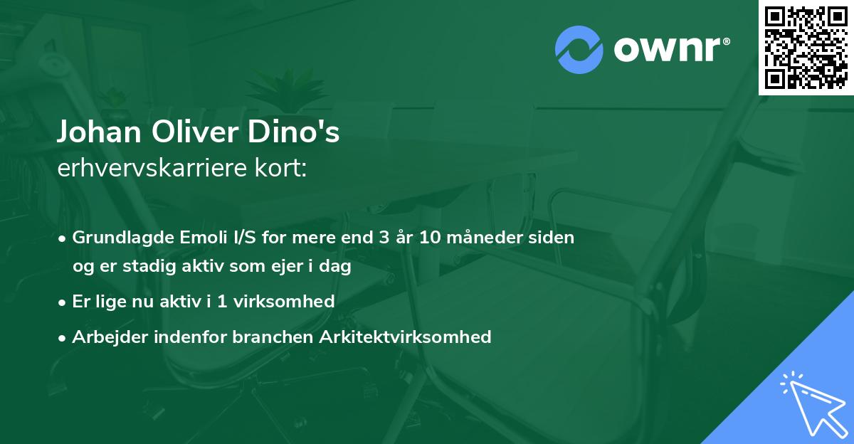 Johan Oliver Dino's erhvervskarriere kort