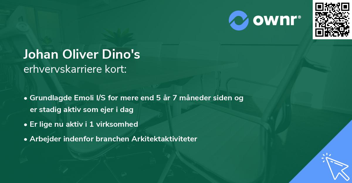 Johan Oliver Dino's erhvervskarriere kort