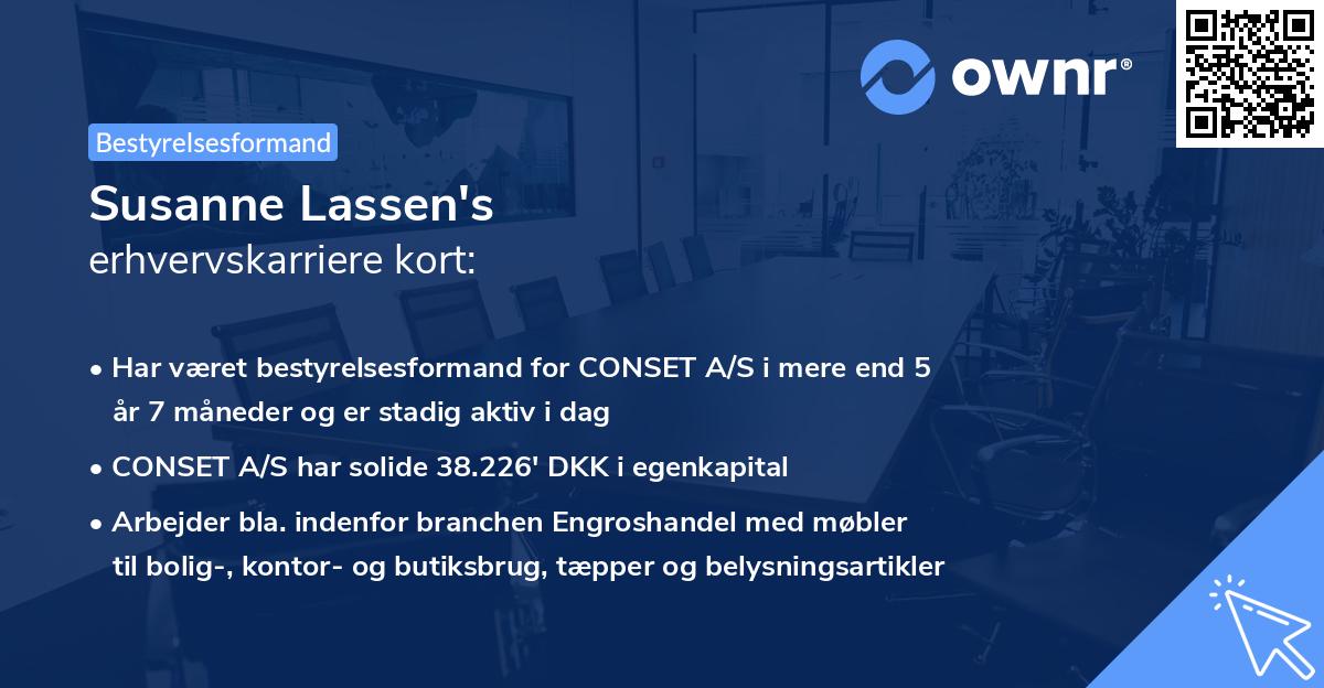 Susanne Lassen's erhvervskarriere kort