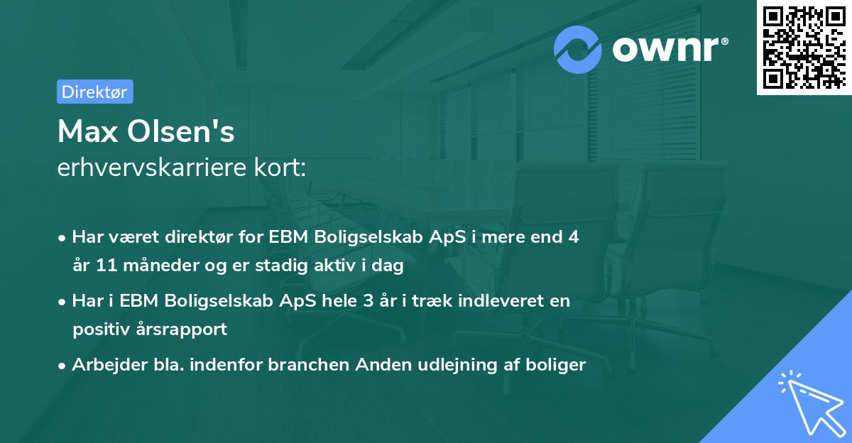 Max Olsen's erhvervskarriere kort