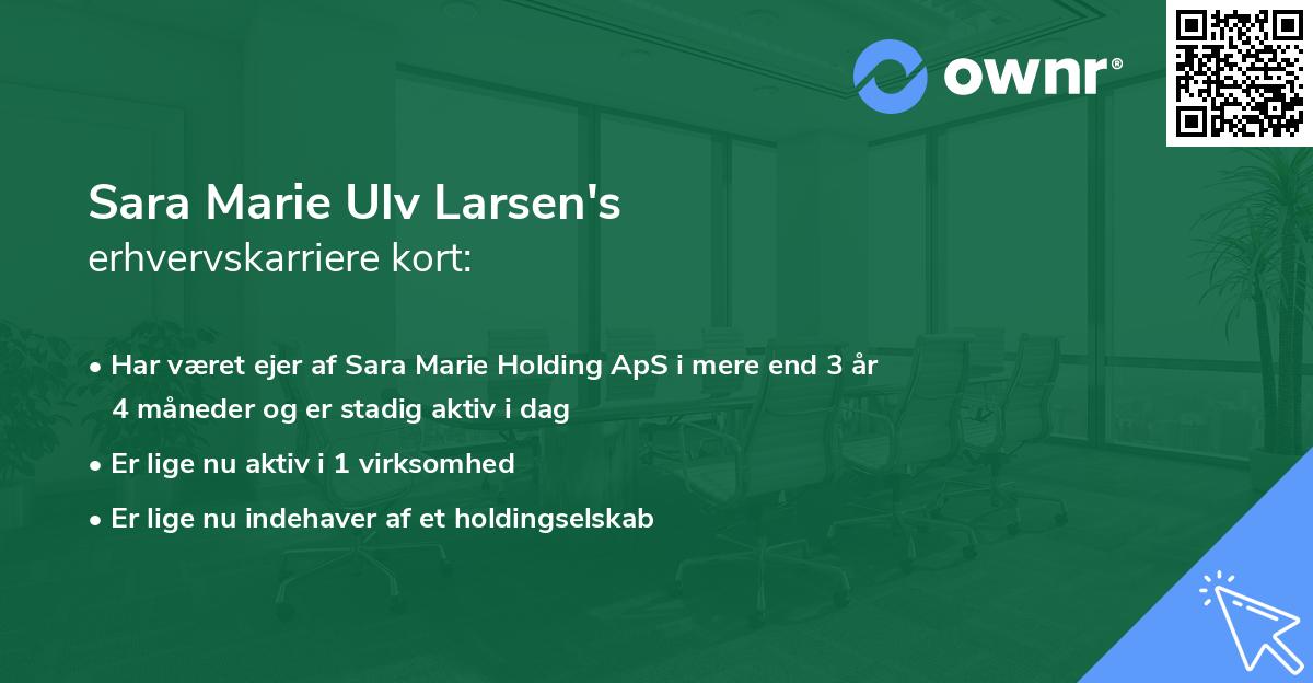 Sara Marie Ulv Larsen's erhvervskarriere kort