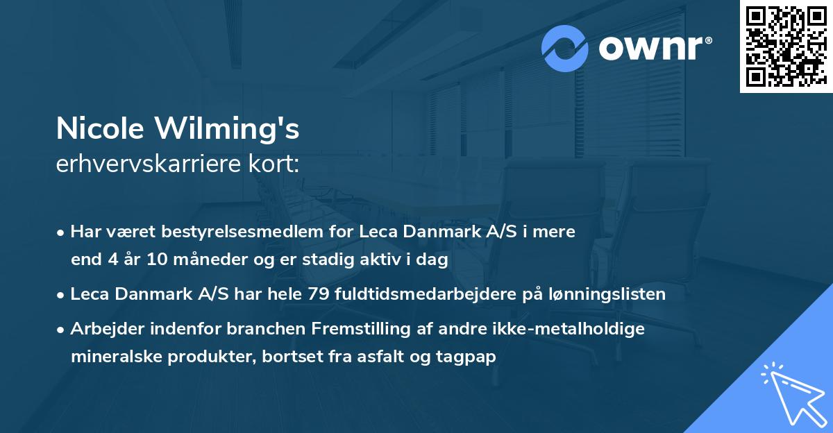 Nicole Wilming's erhvervskarriere kort