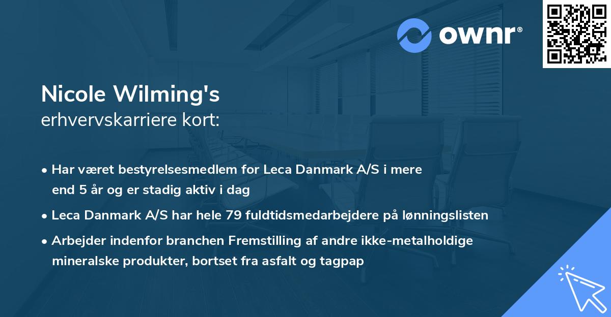 Nicole Wilming's erhvervskarriere kort