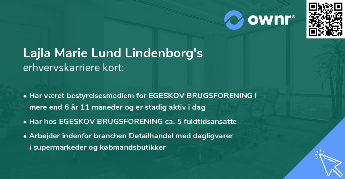 Lajla Marie Lund Lindenborg's erhvervskarriere kort