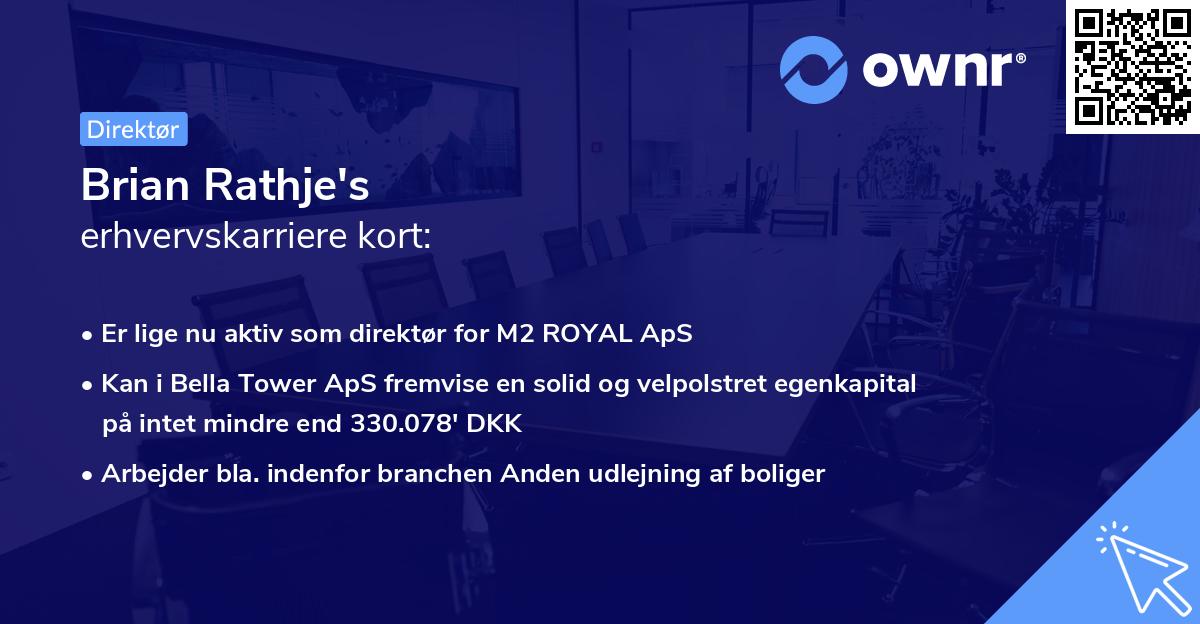 Brian Rathje's erhvervskarriere kort