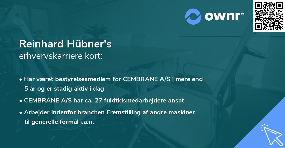 Reinhard Hübner's erhvervskarriere kort
