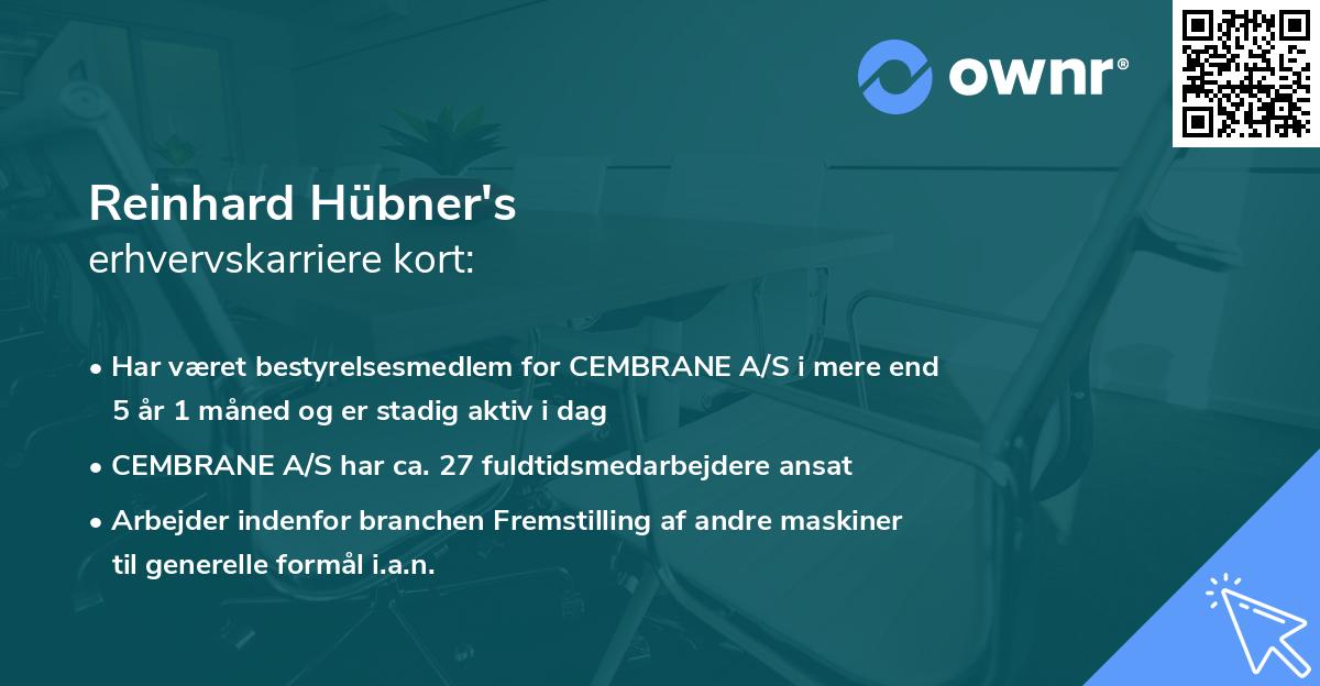 Reinhard Hübner's erhvervskarriere kort