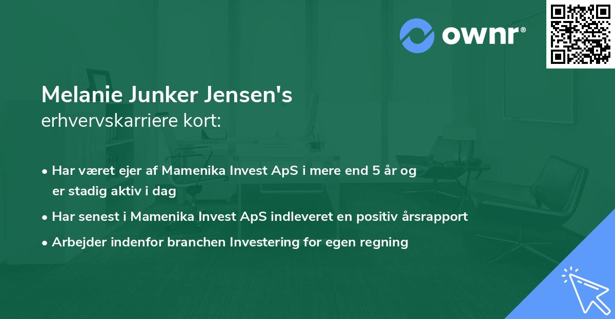 Melanie Junker Jensen's erhvervskarriere kort
