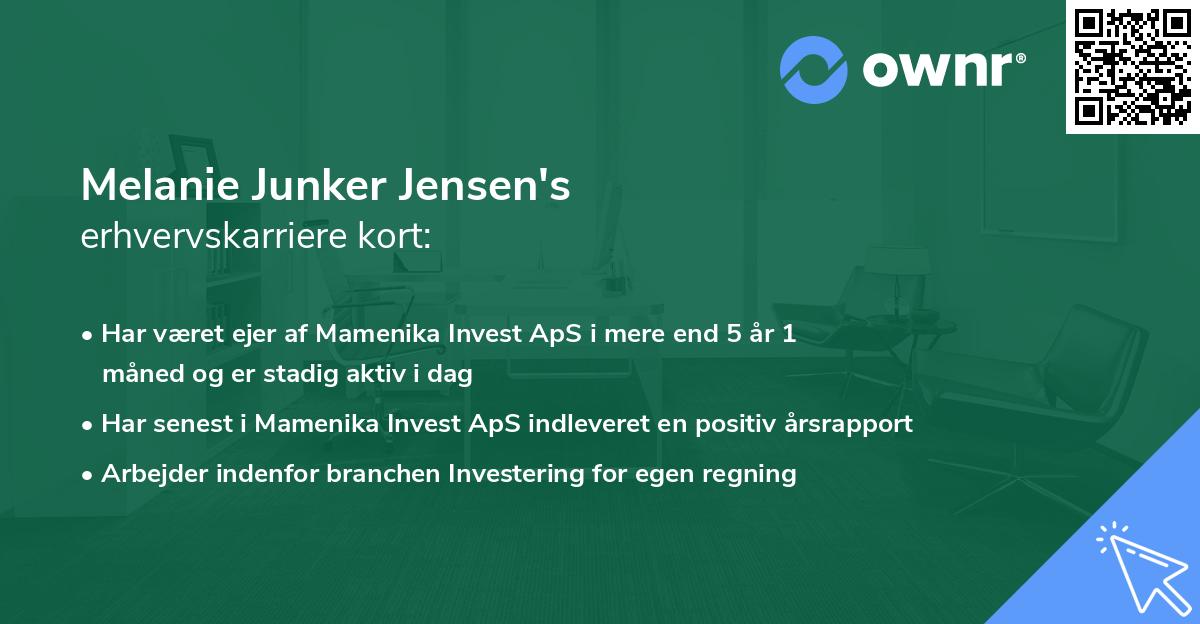 Melanie Junker Jensen's erhvervskarriere kort