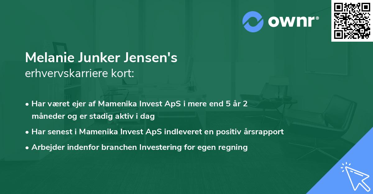 Melanie Junker Jensen's erhvervskarriere kort