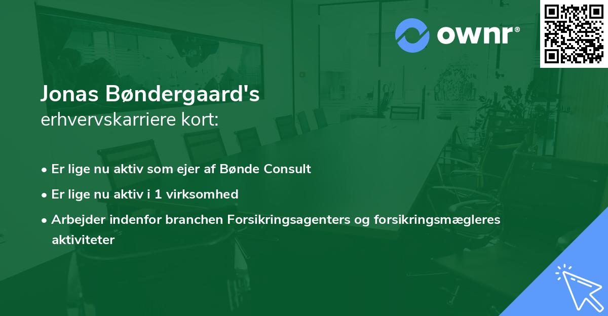 Jonas Bøndergaard's erhvervskarriere kort