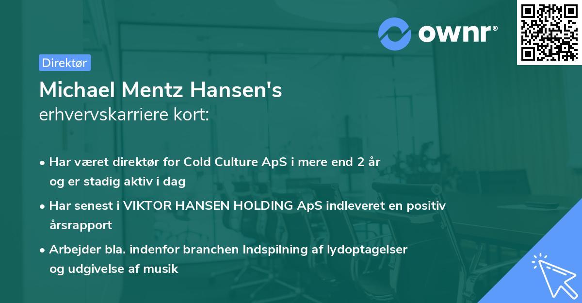Michael Mentz Hansen's erhvervskarriere kort