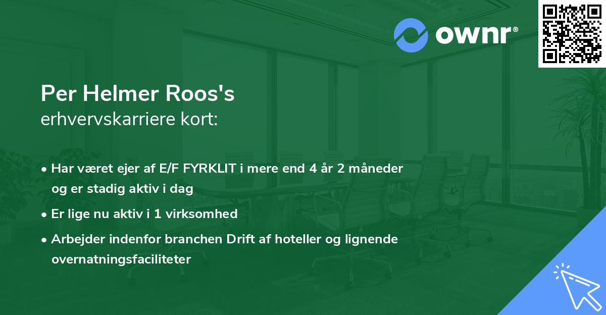 Per Helmer Roos's erhvervskarriere kort