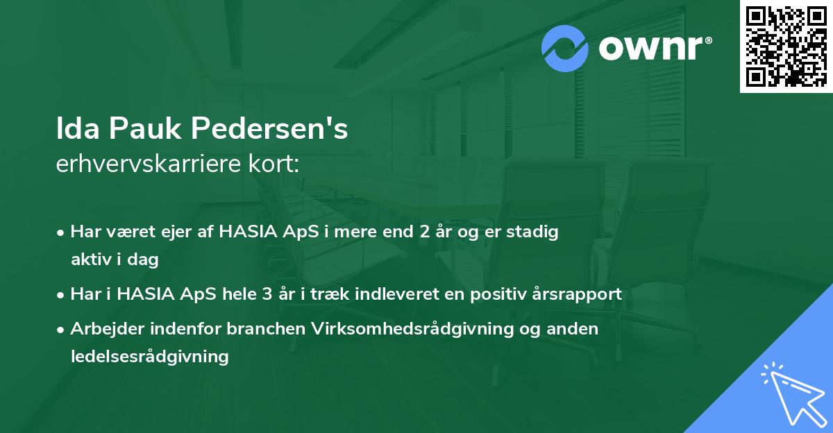 Ida Pauk Pedersen's erhvervskarriere kort